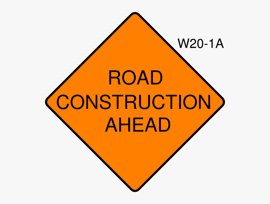 Construction Work Zone Sign, Transparent Clipart