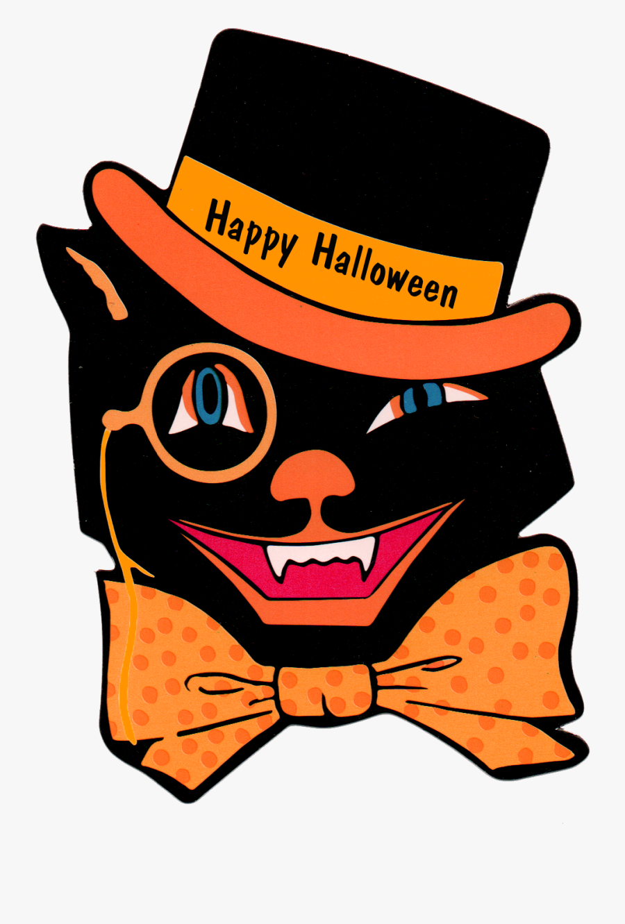 Cat In The Hat Bow Tie Clipart - Vintage Happy Halloween Clipart, Transparent Clipart