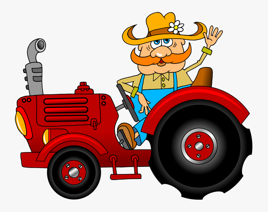 Drawing Tractors Red Tractor Farmer On Tractor Clipart- - Farmer On Tractor Clipart, Transparent Clipart