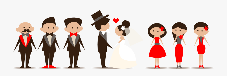 Cute Cartoon Couple Wedding, Transparent Clipart