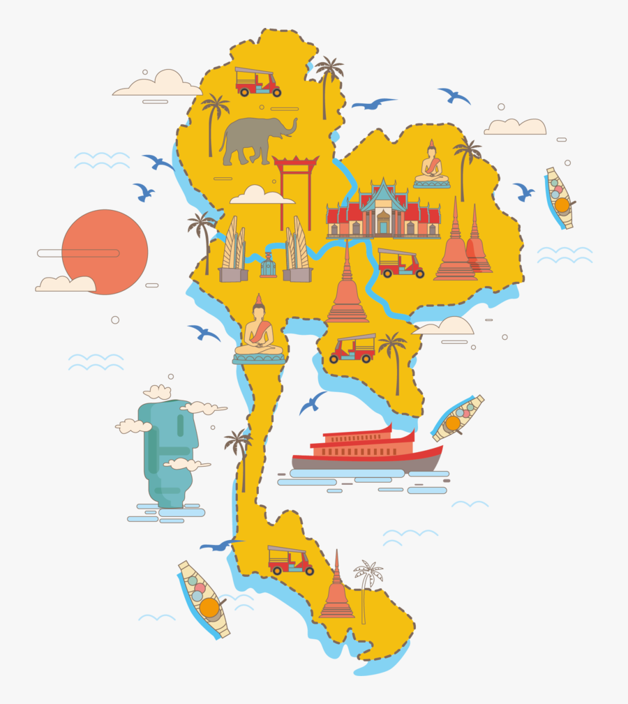 Area Thailand Vector Art Map Free Clipart Hq - Thailand Map Png, Transparent Clipart