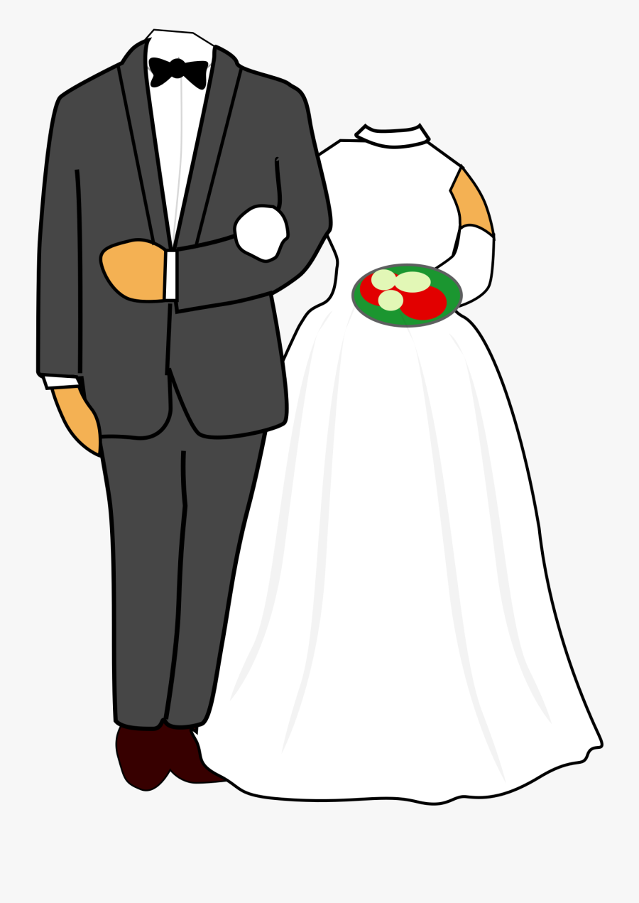 Couple Marriage Wedding Clip Art - Groom And Bride Cartoon, Transparent Clipart