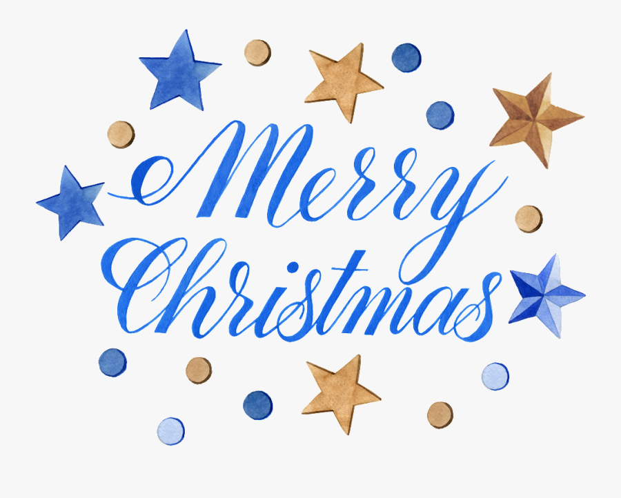 Blue Christmas English Word Art Png Transparent - Stars In A Line, Transparent Clipart