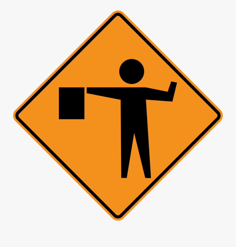 Foundation Construction Cliparts - Flagger Sign, Transparent Clipart