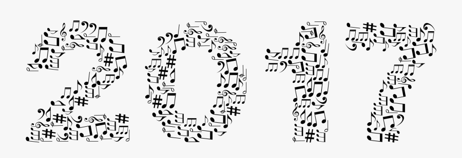 Notes Clipart Black And White - 2017 With Musical Notes, Transparent Clipart