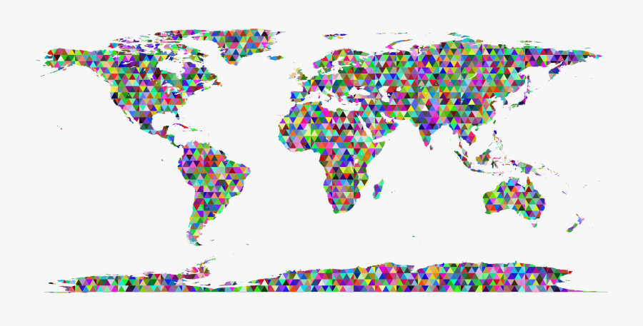 Clipart Prismatic Triangularized World Map - World Map Equirectangular Projection, Transparent Clipart