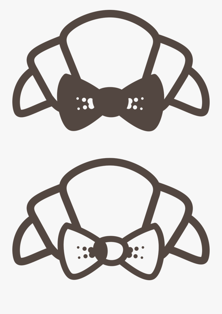 Transparent Free Bow Tie Clipart - Black And White Croissant, Transparent Clipart