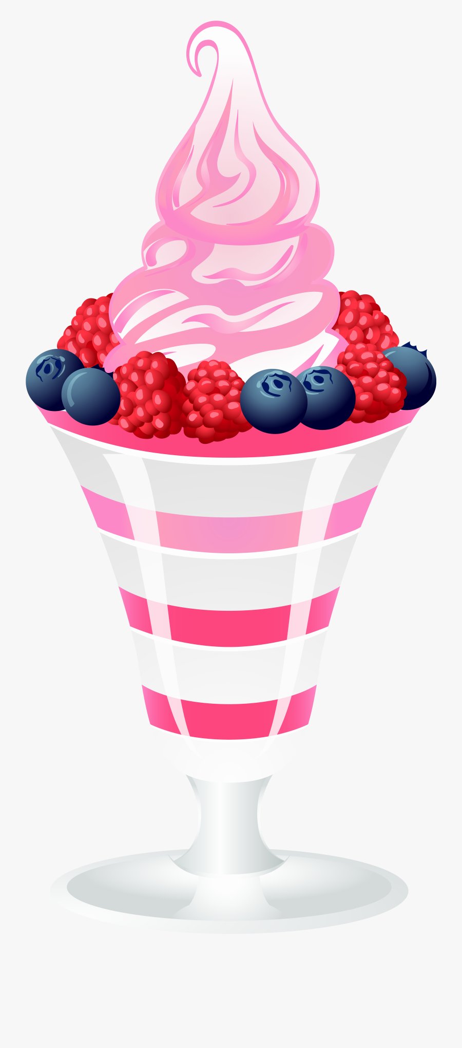 Ice Cream Sundae With Raspberries And Blackberries - Raspberry Ice Cream Png, Transparent Clipart