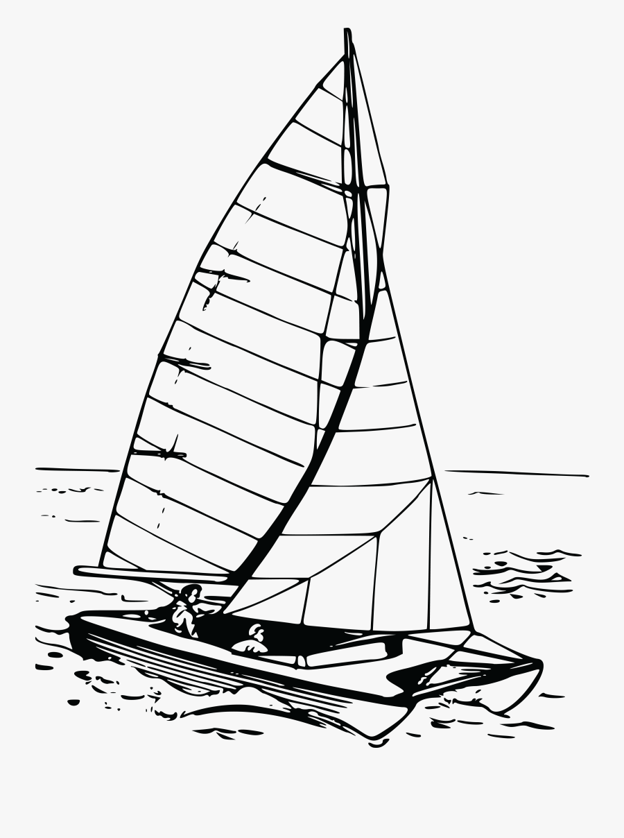Sailboat On The Water Vector Clipart Image - Catamaran Boat Drawing, Transparent Clipart