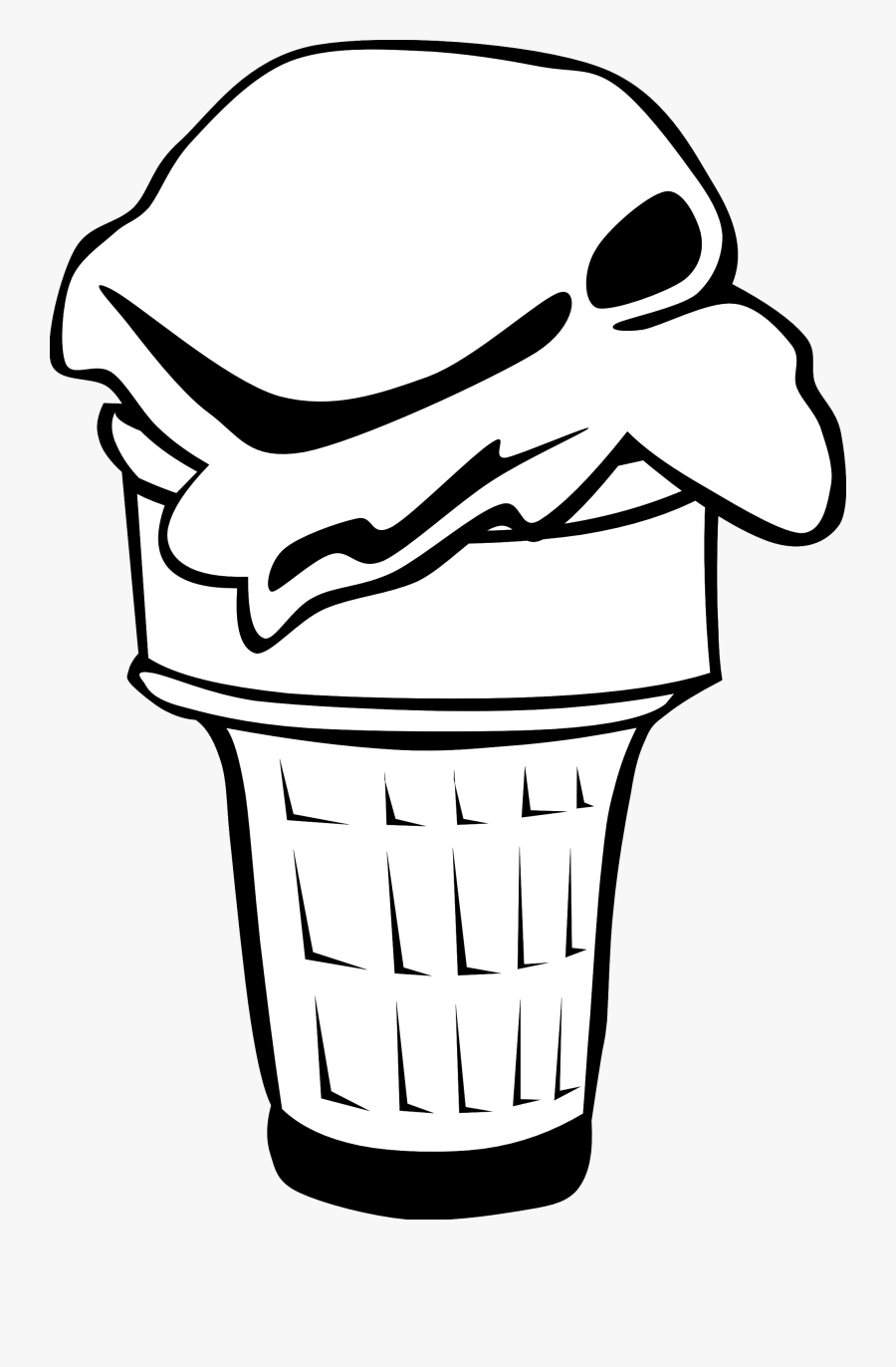 Black And White Ice Cream Cone Clipart - Ice Cream Cone Clip Art, Transparent Clipart