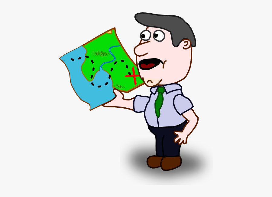 Cartoon Man With A Map, Transparent Clipart
