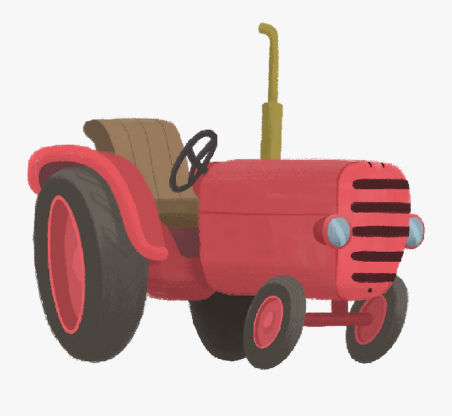 Transparent Red Tractor Clipart - Tractor Anime, Transparent Clipart