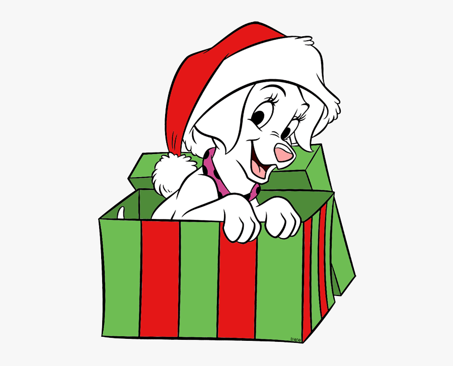 New Dalmatian Puppy As Santa Claus Oddball In Gift - 101 Dalmatians Christmas Clipart, Transparent Clipart