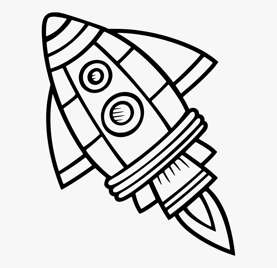 Transparent Rocket Clip Art - Spaceship Black And White, Transparent Clipart