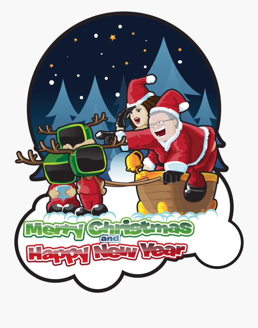 Merry Christmas And Happy New Year Clipart Group - Cartoon, Transparent Clipart