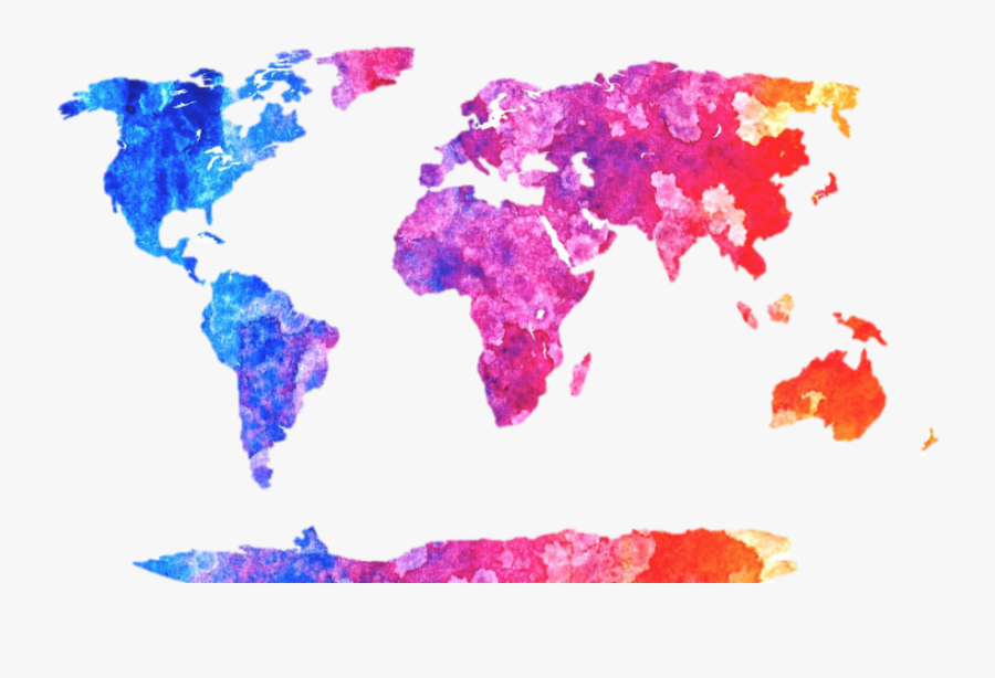 Map Clipart Watercolor - Transparent Background World Map Watercolor Transparent, Transparent Clipart