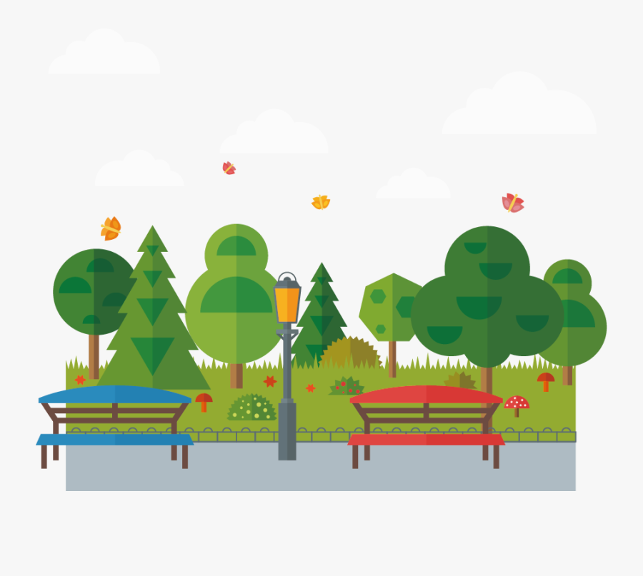 Euclidean Vector Cartoon Illustration - Tree Park Vector Free, Transparent Clipart