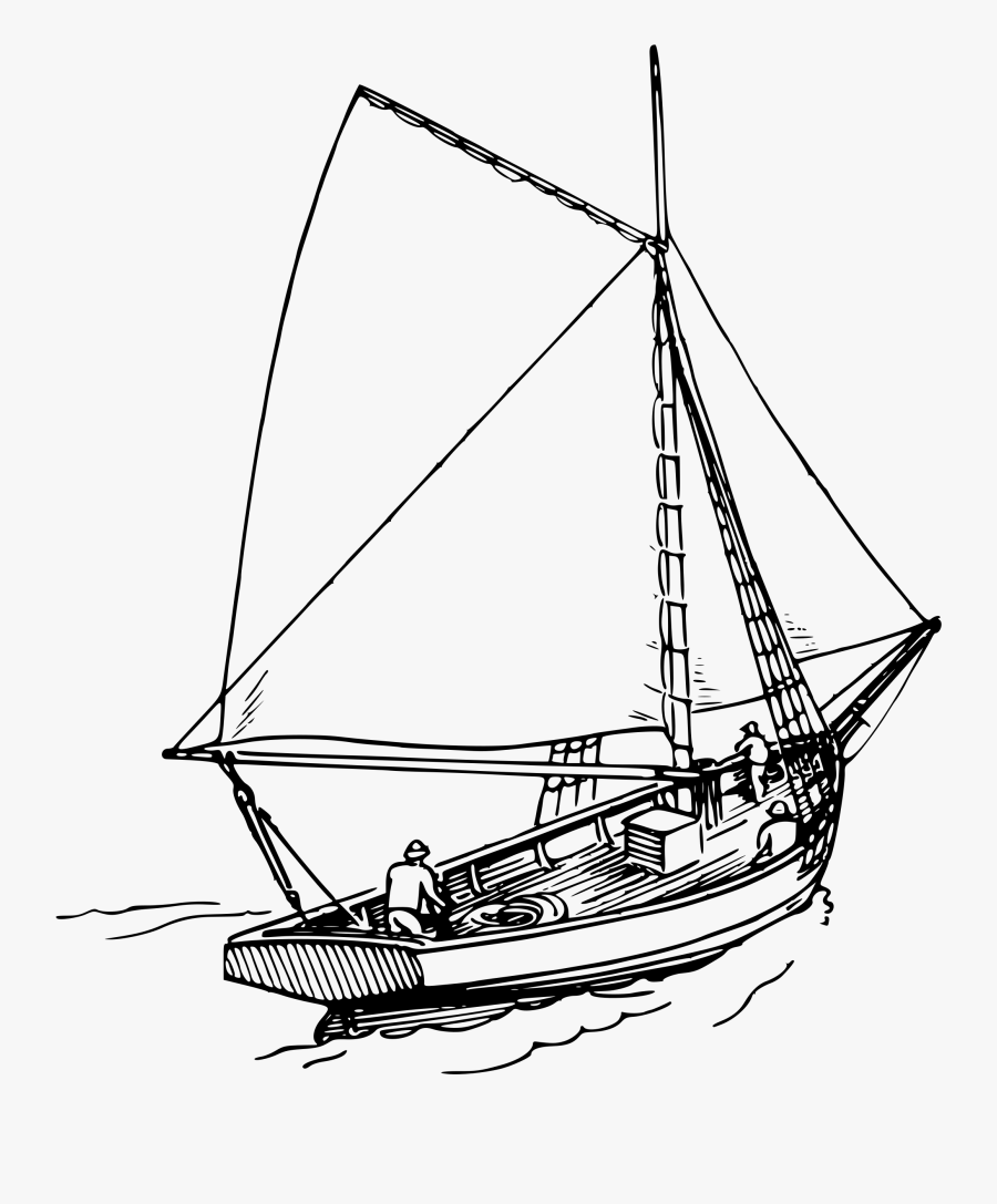 Sailboat Drawing Png - Boat In Ocean Drawing, Transparent Clipart