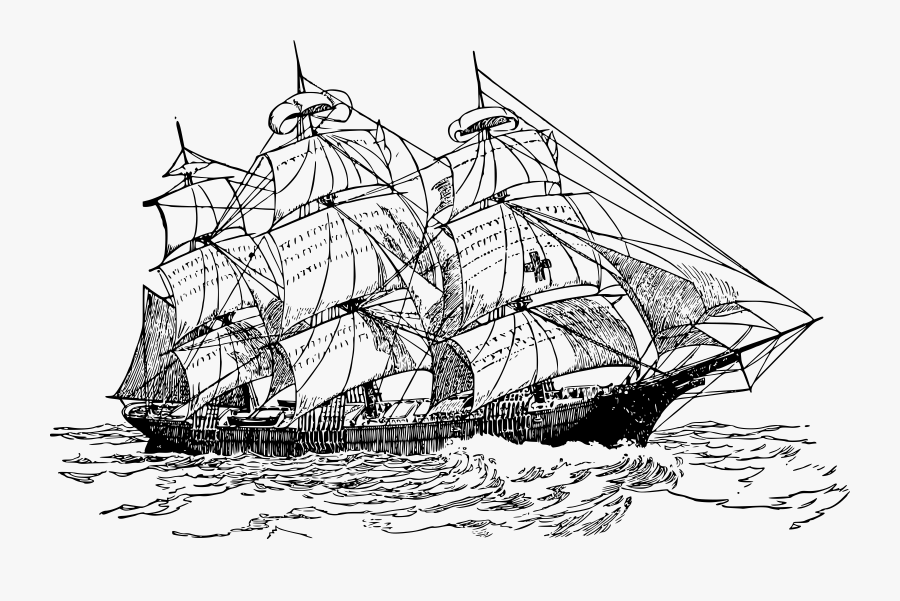 Transparent Sailboat Clipart Png - Sketch Of A Ship Png, Transparent Clipart