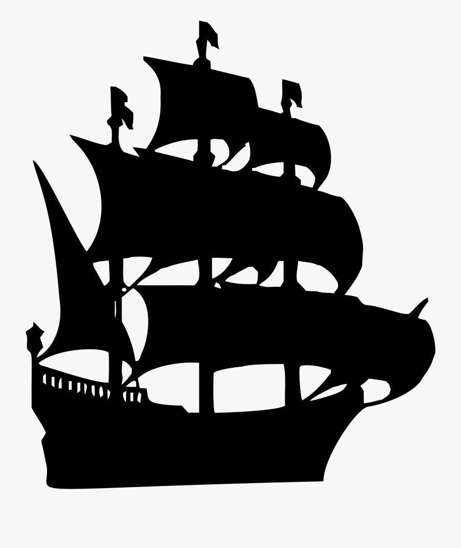 Medieval Galleon Big Image - Pirate Ship Silhouette Transparent, Transparent Clipart