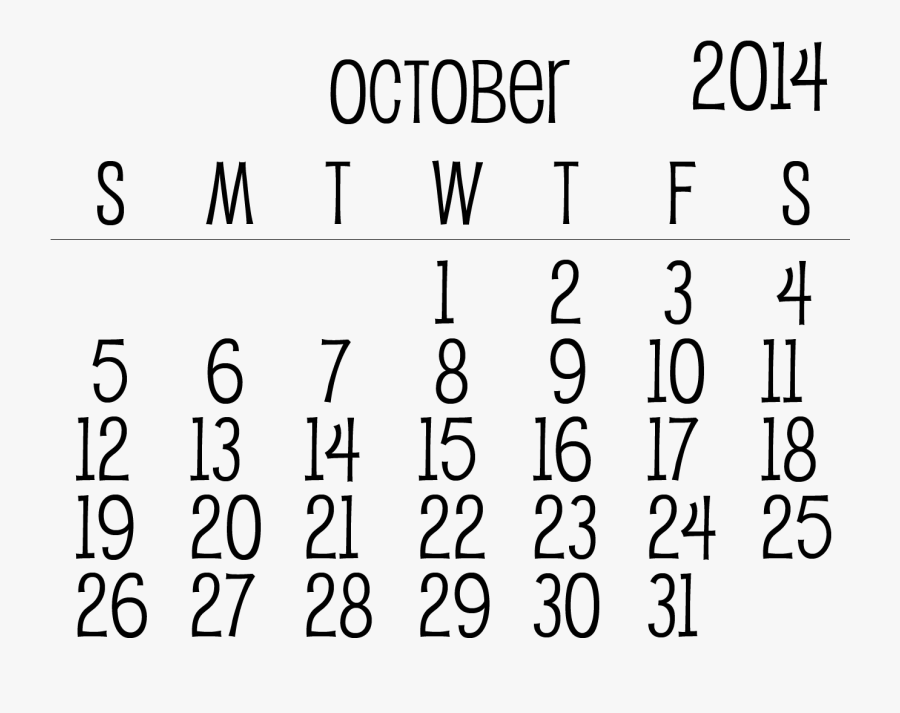 Online Calendar Template 2014 Choice Image - October Calendar 2013 Png, Transparent Clipart