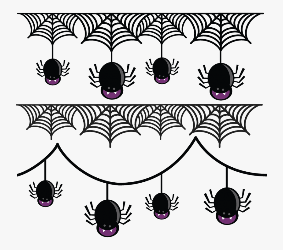 Spider Web Border Spider Borders Svg Cut Files For - Halloween Spider Web Banner, Transparent Clipart