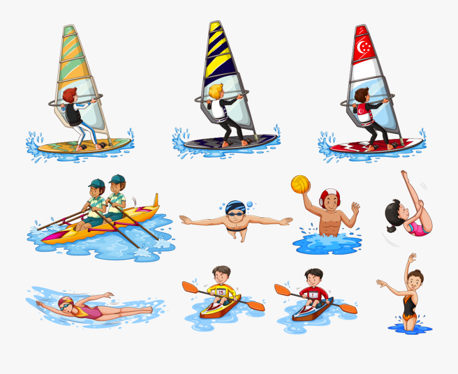 Sail Boating Clip Art - Aquatic Recreational Activities Clipart, Transparent Clipart