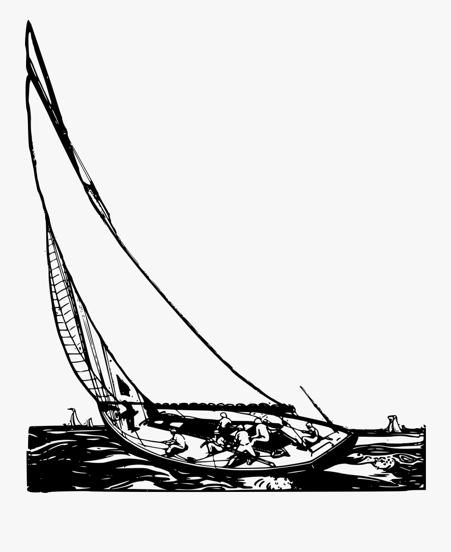 Sailboat Clipart Svg - Black And White Sailboat Drawing, Transparent Clipart