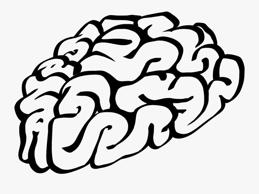 Brain - Cartoon Brain Black And White, Transparent Clipart