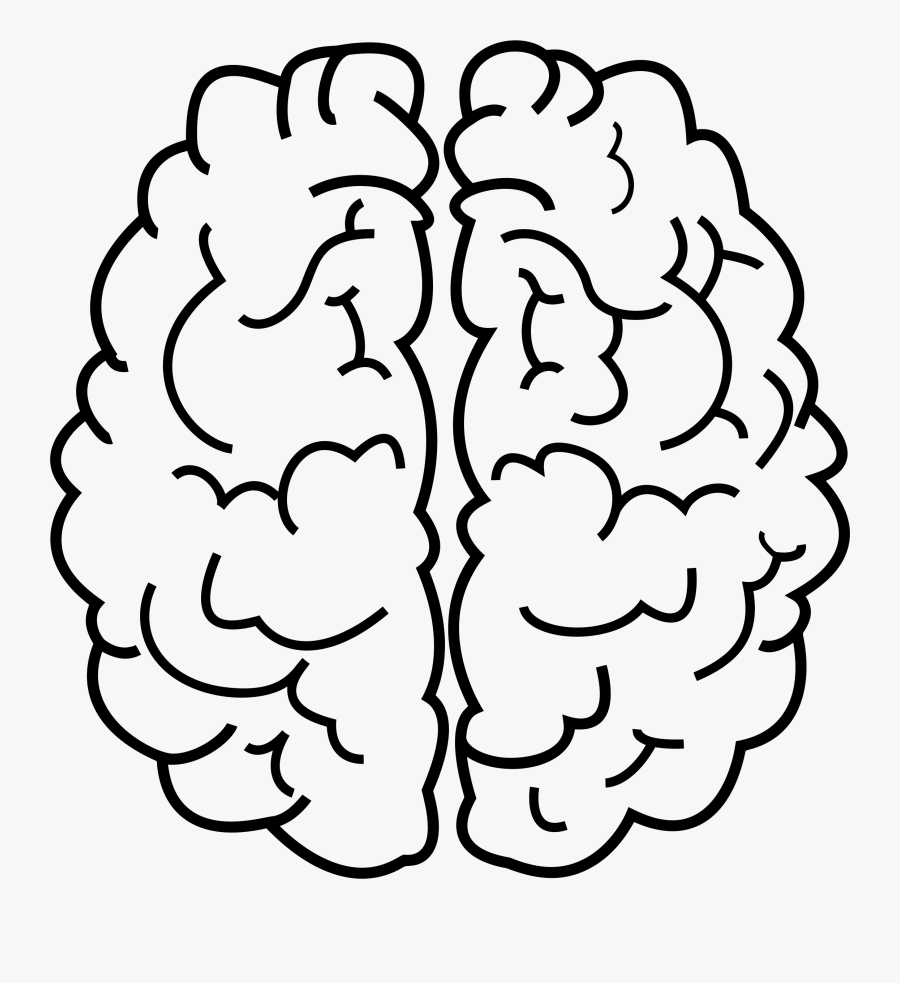 Brain Line Art - Creepy Brain Clip Art Black And White, Transparent Clipart