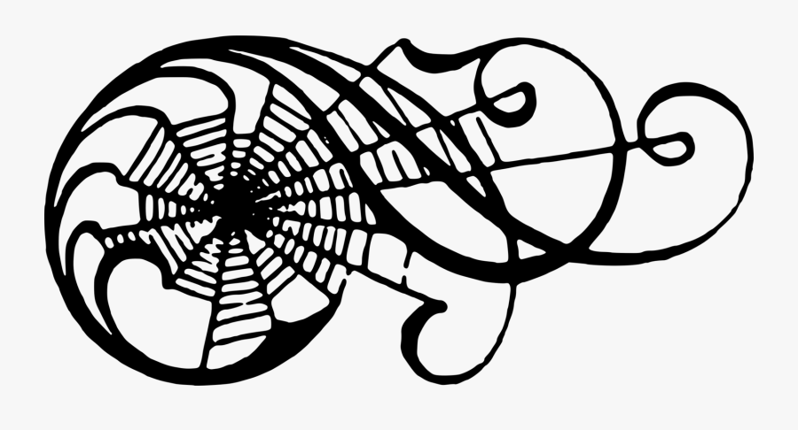 Spiderweb Scroll - Art Nouveau Spider Web, Transparent Clipart