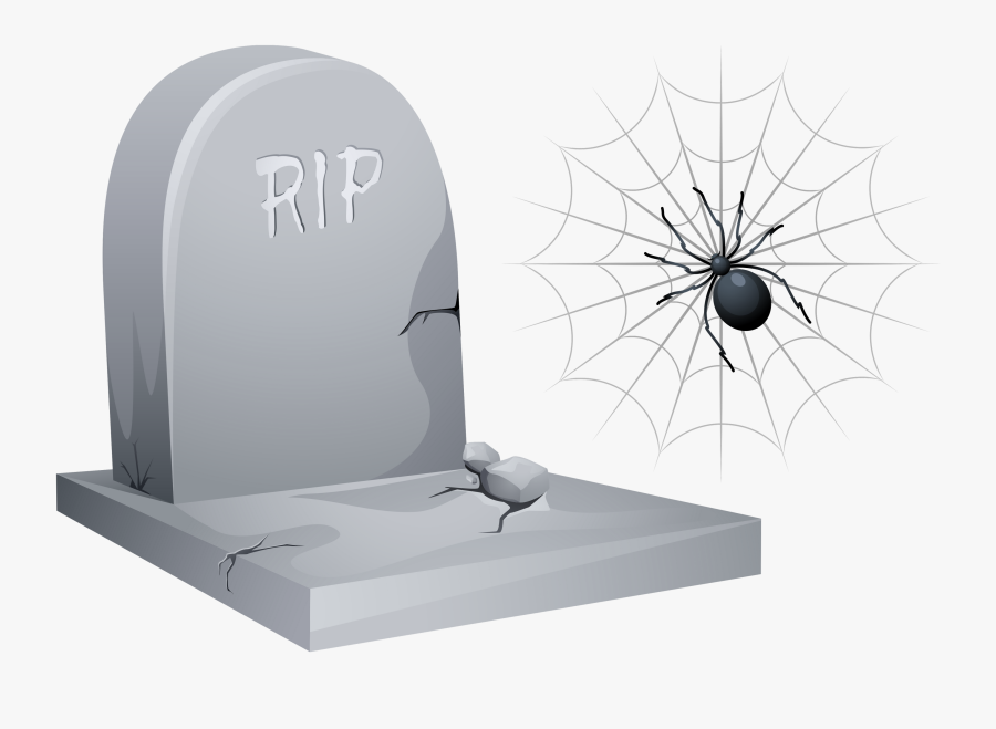 Halloween Rip Tombstone With Spider And Web Clipart - Rest In Peace Spider, Transparent Clipart