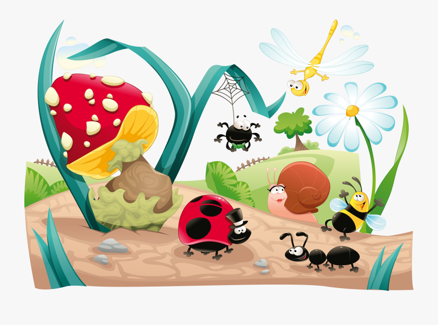 Of Illustration Bee Insect Vector Forest Cartoon Clipart - Insects Mural, Transparent Clipart