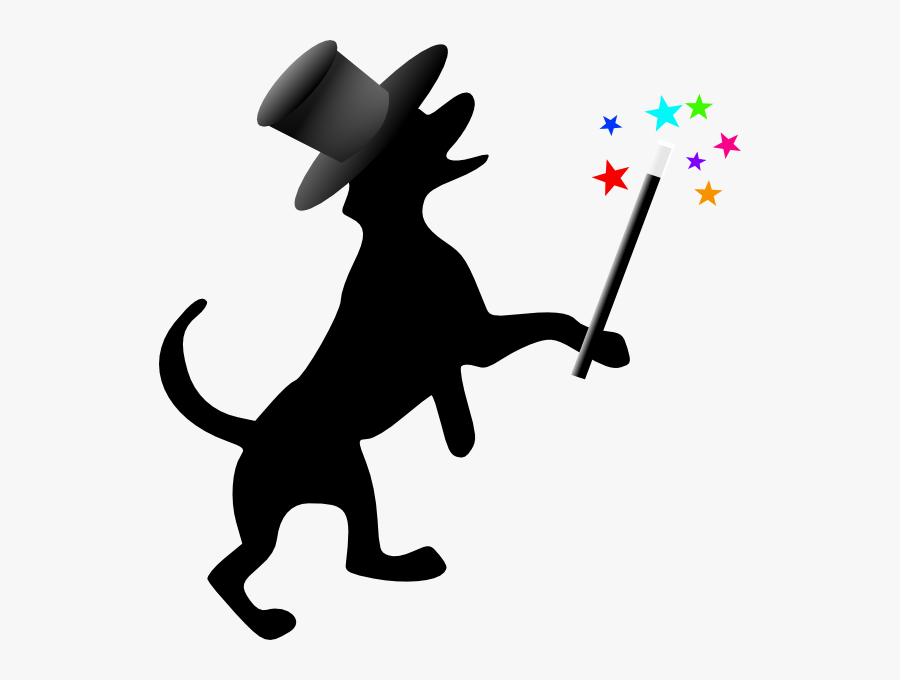 Dog Silhouette With Hat Wand Clip Art - Magic Dog Clipart, Transparent Clipart
