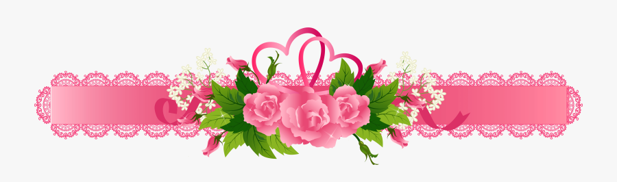 Decorative Pink Ribbon With Roses Png Clipart Gallery - Pink Flower Border Png, Transparent Clipart
