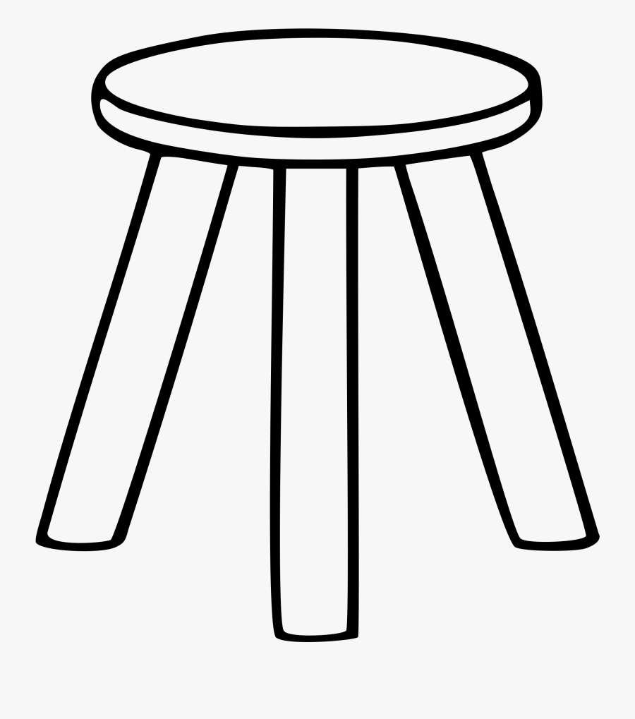 School Chair Clipart Black And White - Three Legged Stool Icon, Transparent Clipart