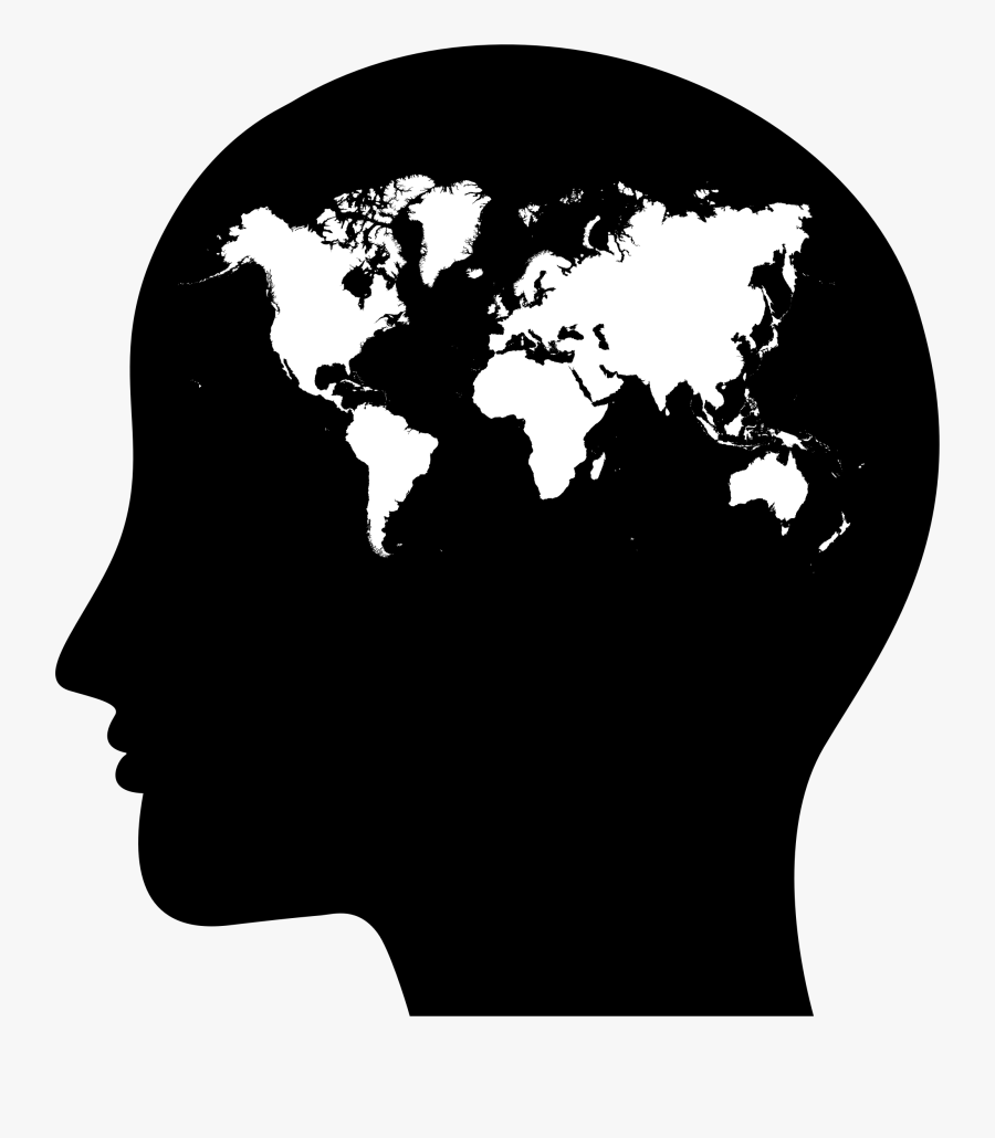 Clip Library Library Female Head Profile Map - World Map Profile, Transparent Clipart