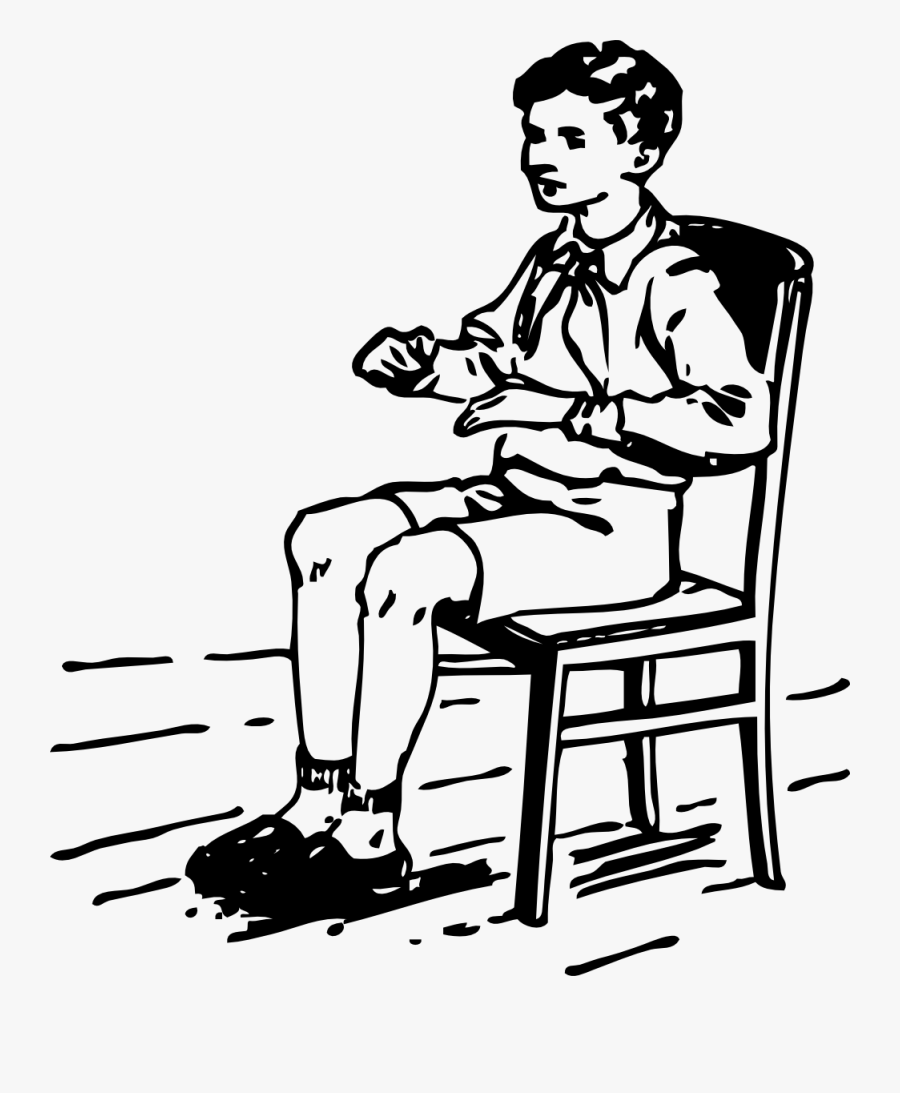Boy Sitting In Chair - Sat Black And White, Transparent Clipart