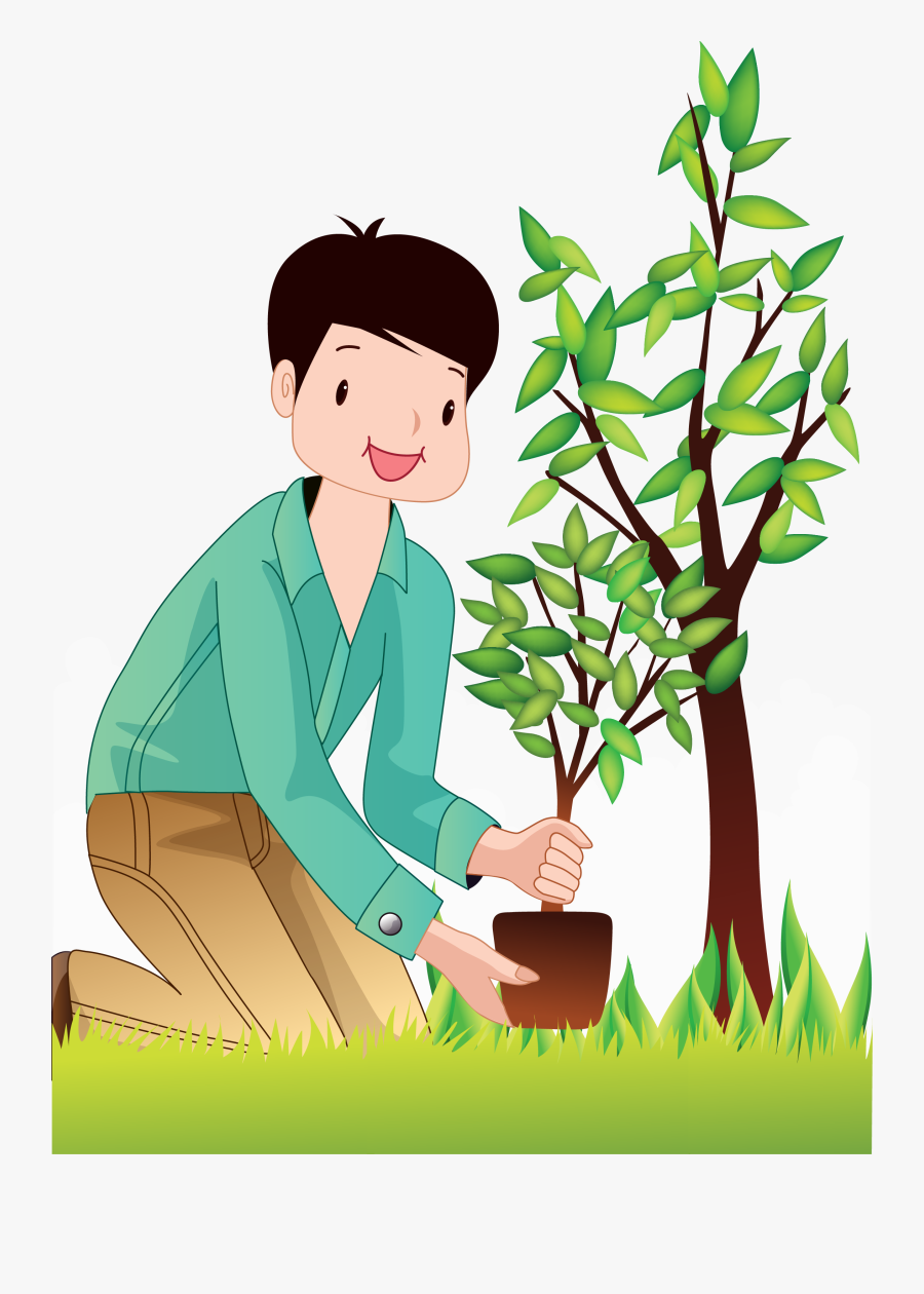 Planting Clipart Bean Plant - Planting Trees Clipart Png, Transparent Clipart