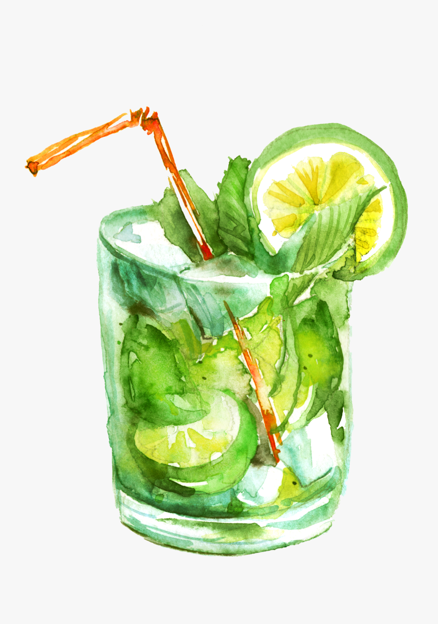 Mojito Cocktail Drawing Png, Transparent Clipart