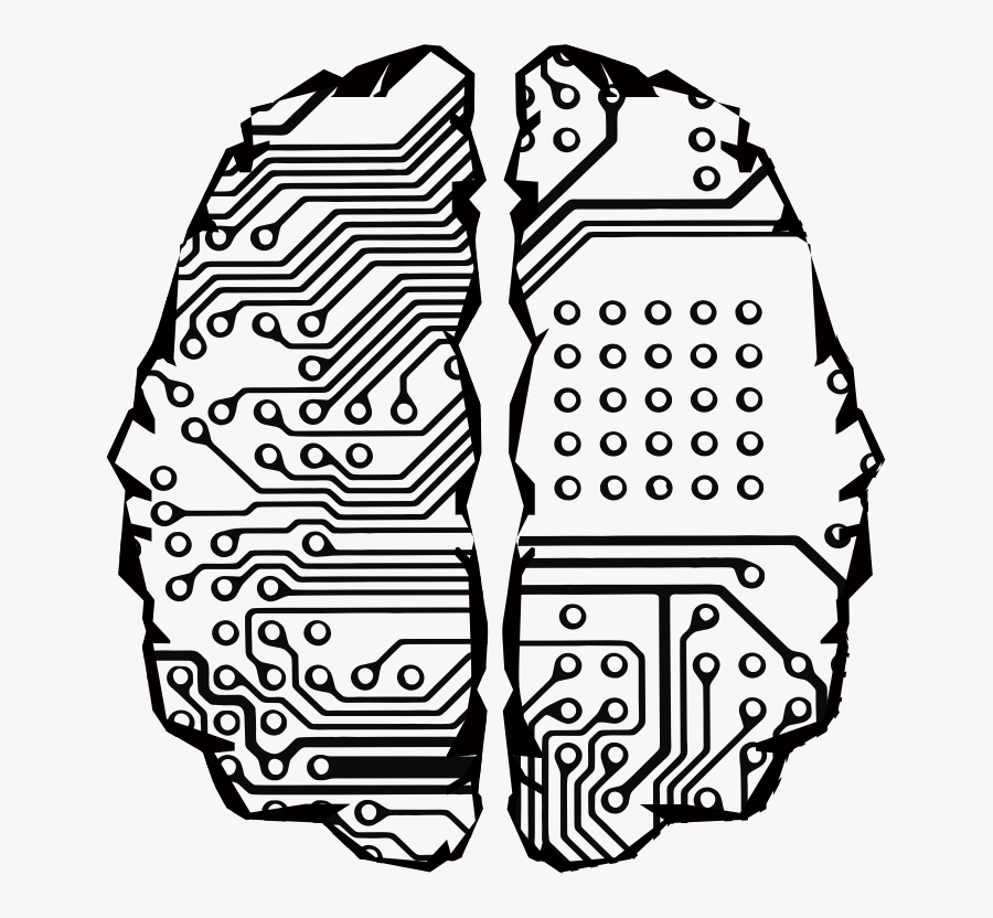 Cybernetic Brain Line Art - Brain Wires Clipart Png, Transparent Clipart