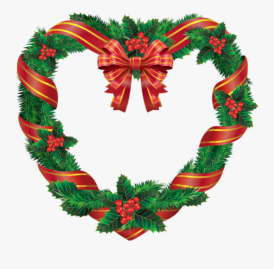 Heart Christmas Wreath - Christmas Heart Wreath, Transparent Clipart