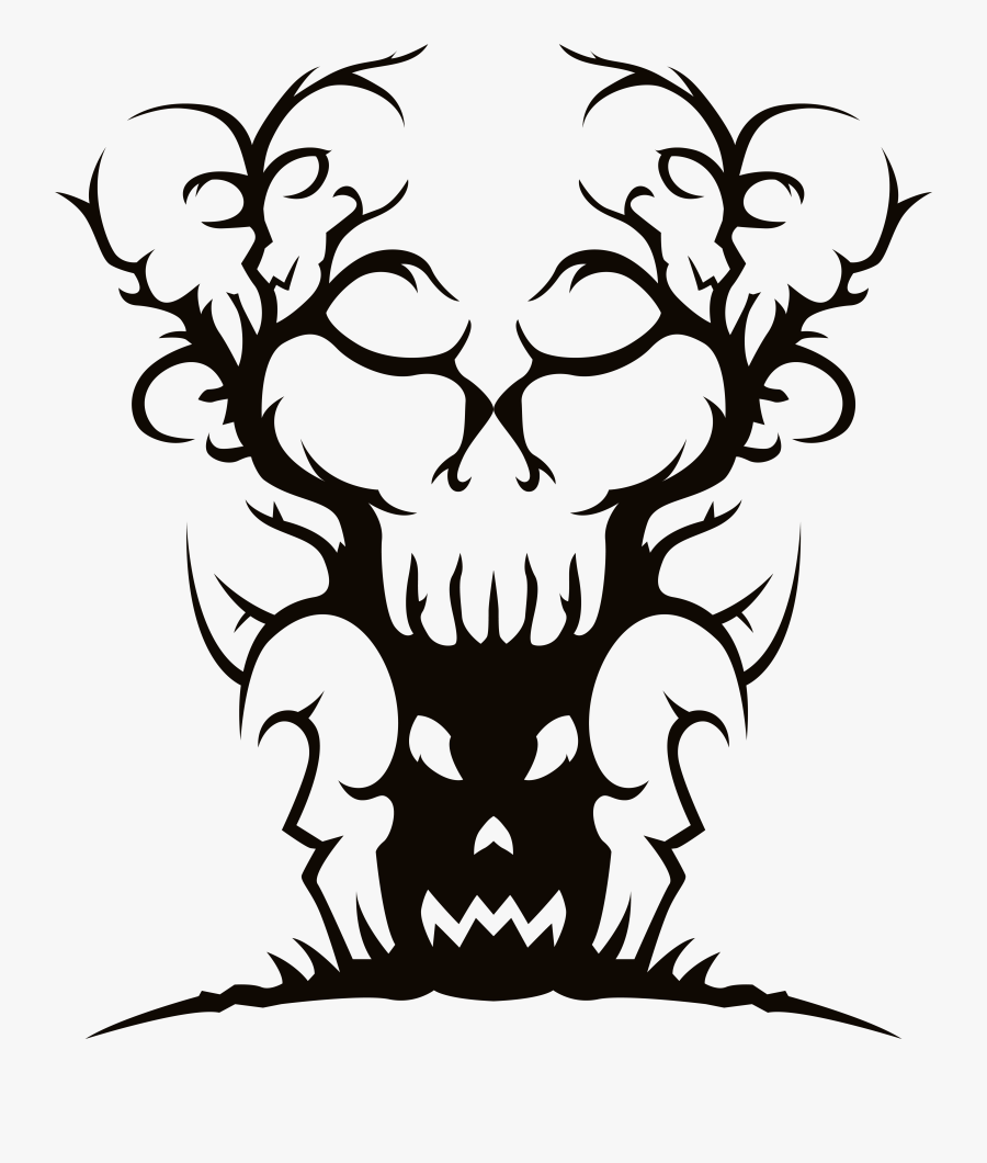 Apple Tree Silhouette Clipart - Spooky Clipart, Transparent Clipart