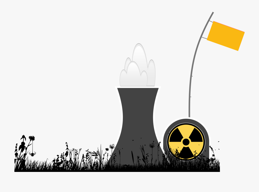 Nuclear Power Plant With Grass Silhouette - Nuclear Plant Clip Art, Transparent Clipart