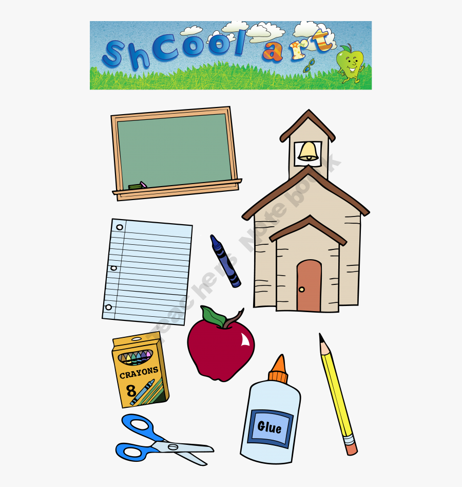 School Clip Teaching Supply - School Supplies Teacher Cartoon, Transparent Clipart