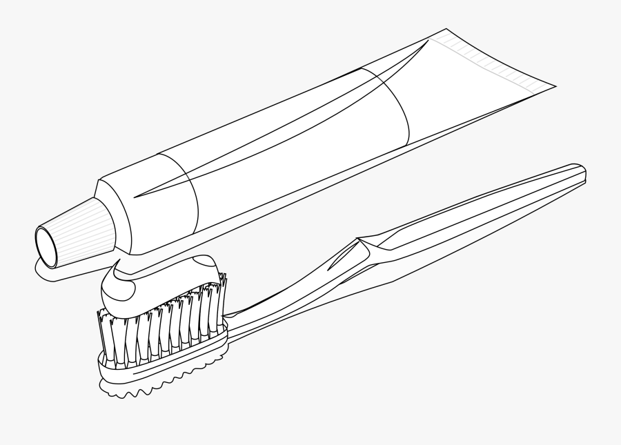 Pics For &gt Clipart Toothbrush And Toothpaste - Brush And Toothpaste Black And White, Transparent Clipart