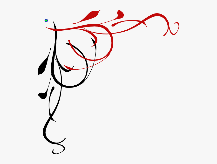 Vine Heart Half Black Dark Red Border Svg Clip Arts - Red And Black Border Design, Transparent Clipart