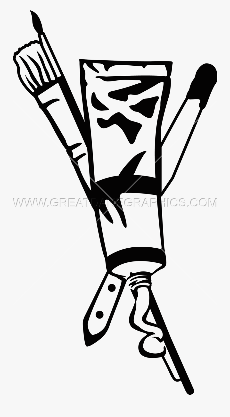 Paint Brush Clipart Paint Tube - Paintbrushes Clipart Black And White, Transparent Clipart