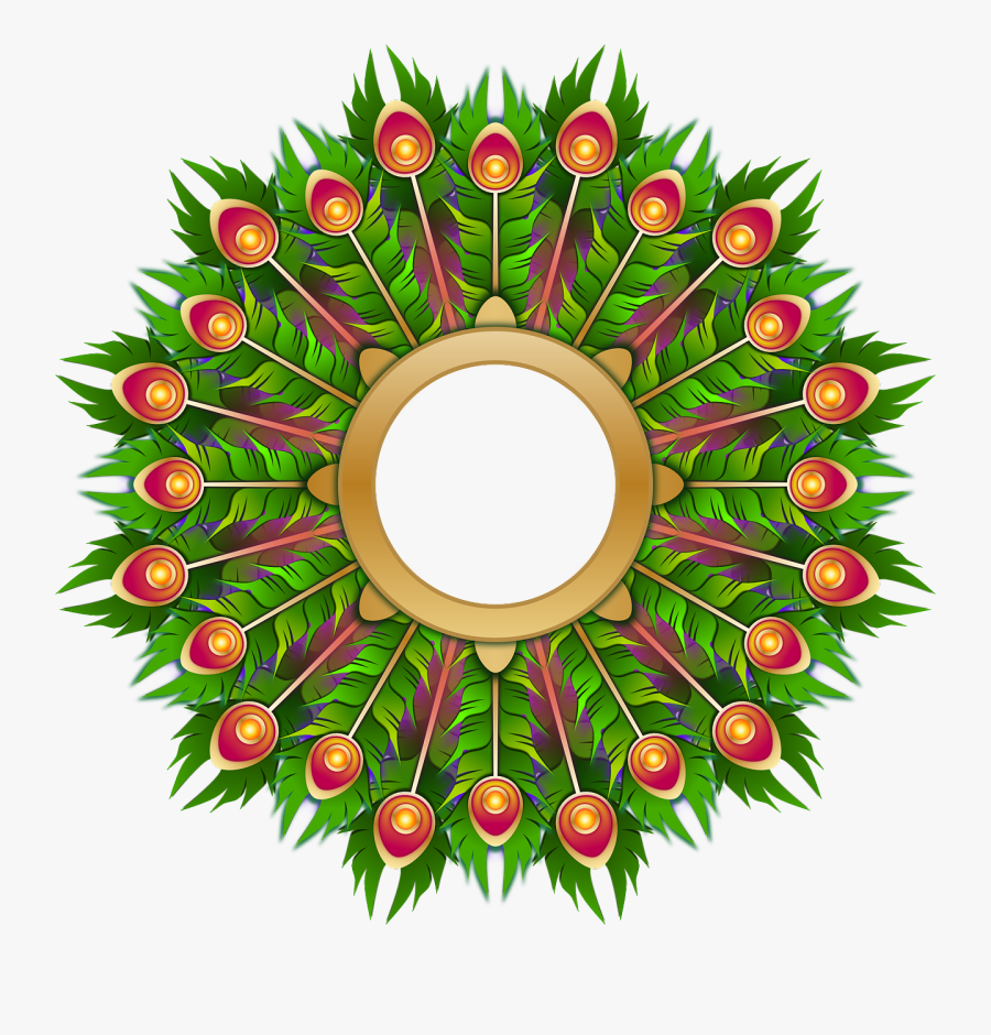 Christmas Wreath Clipart Monogram - Peacock Feathers Png, Transparent Clipart