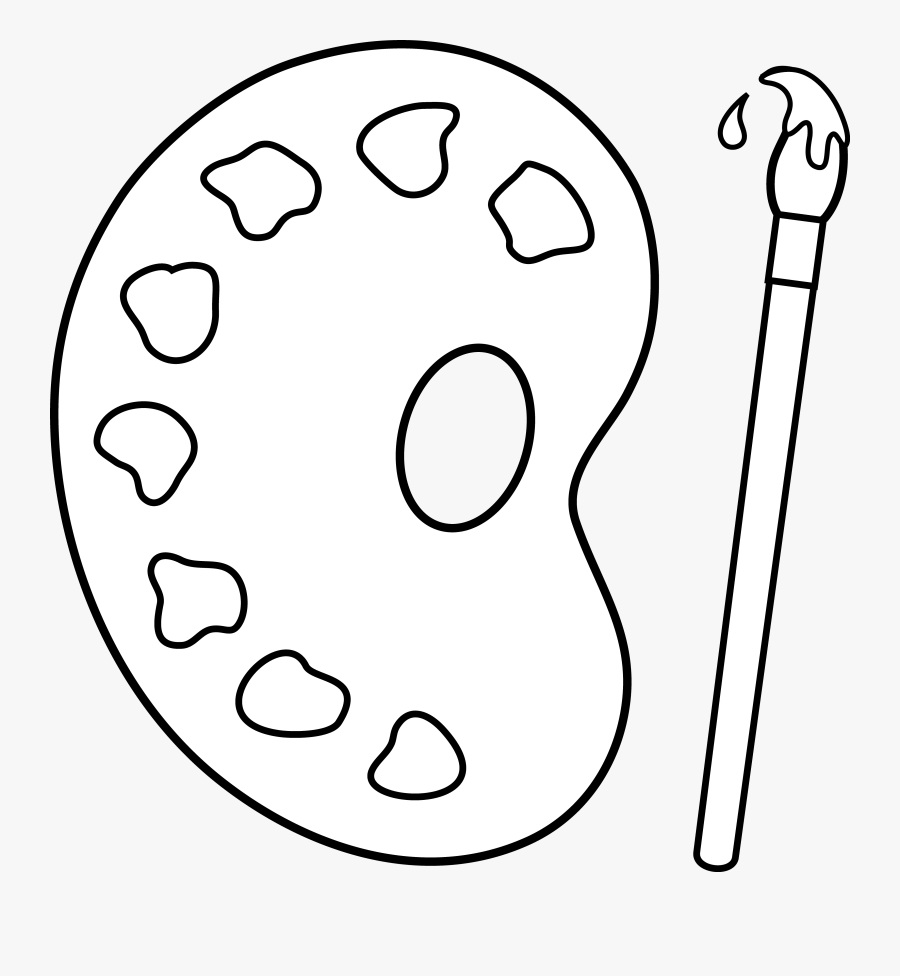 Palette And Paint Brush Line Art - Modaal Just Killin, Transparent Clipart